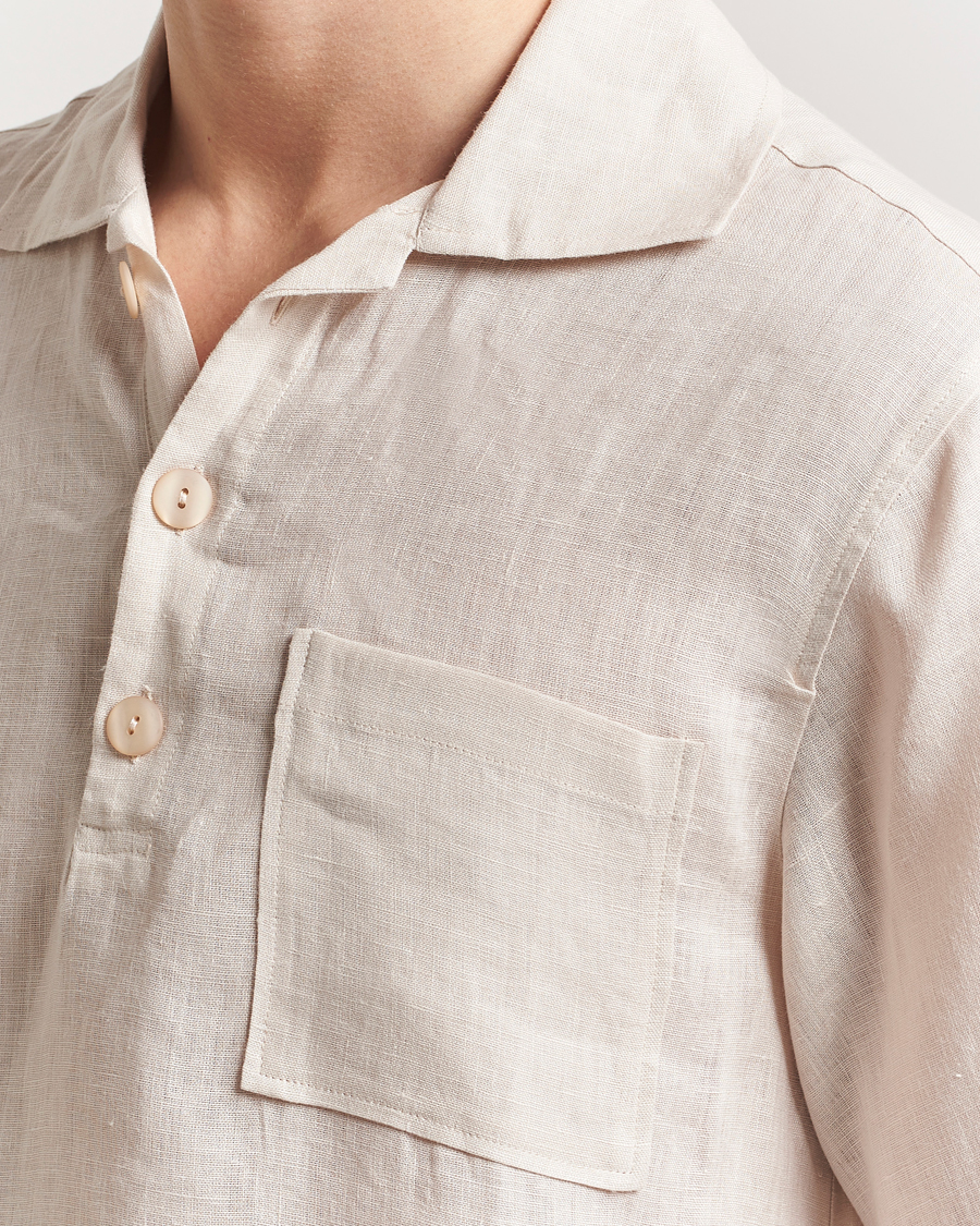 Heren | Overhemden | OAS | Cuba Linen Shirt Beige
