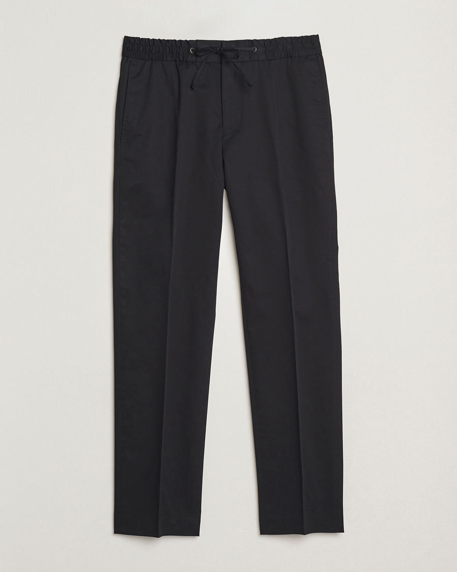 Homme | Pantalons | Tiger of Sweden | Tannen Cotton Drawstring Trousers Black