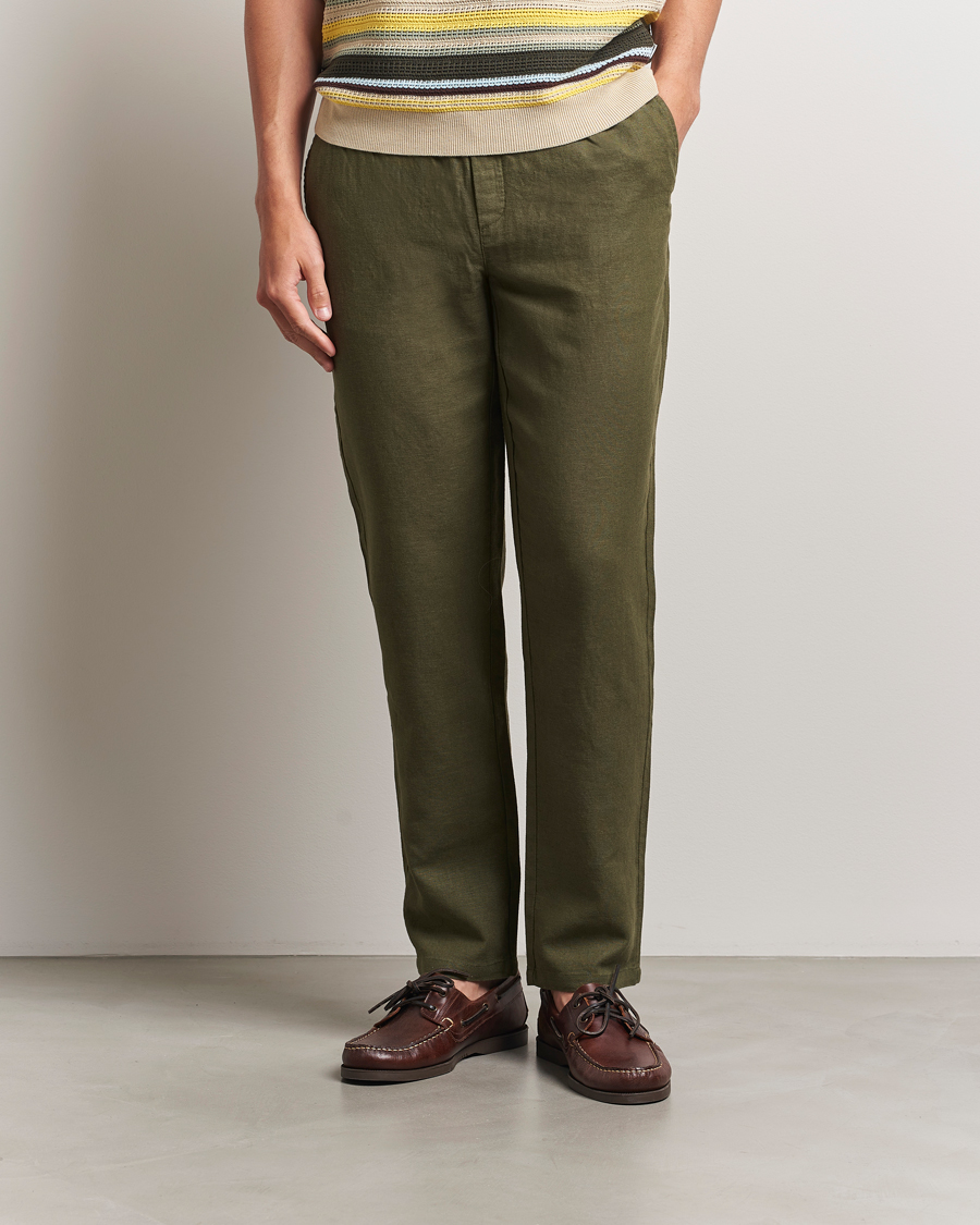 Heren | Broeken | LES DEUX | Patrick Linen Pants Olive Night