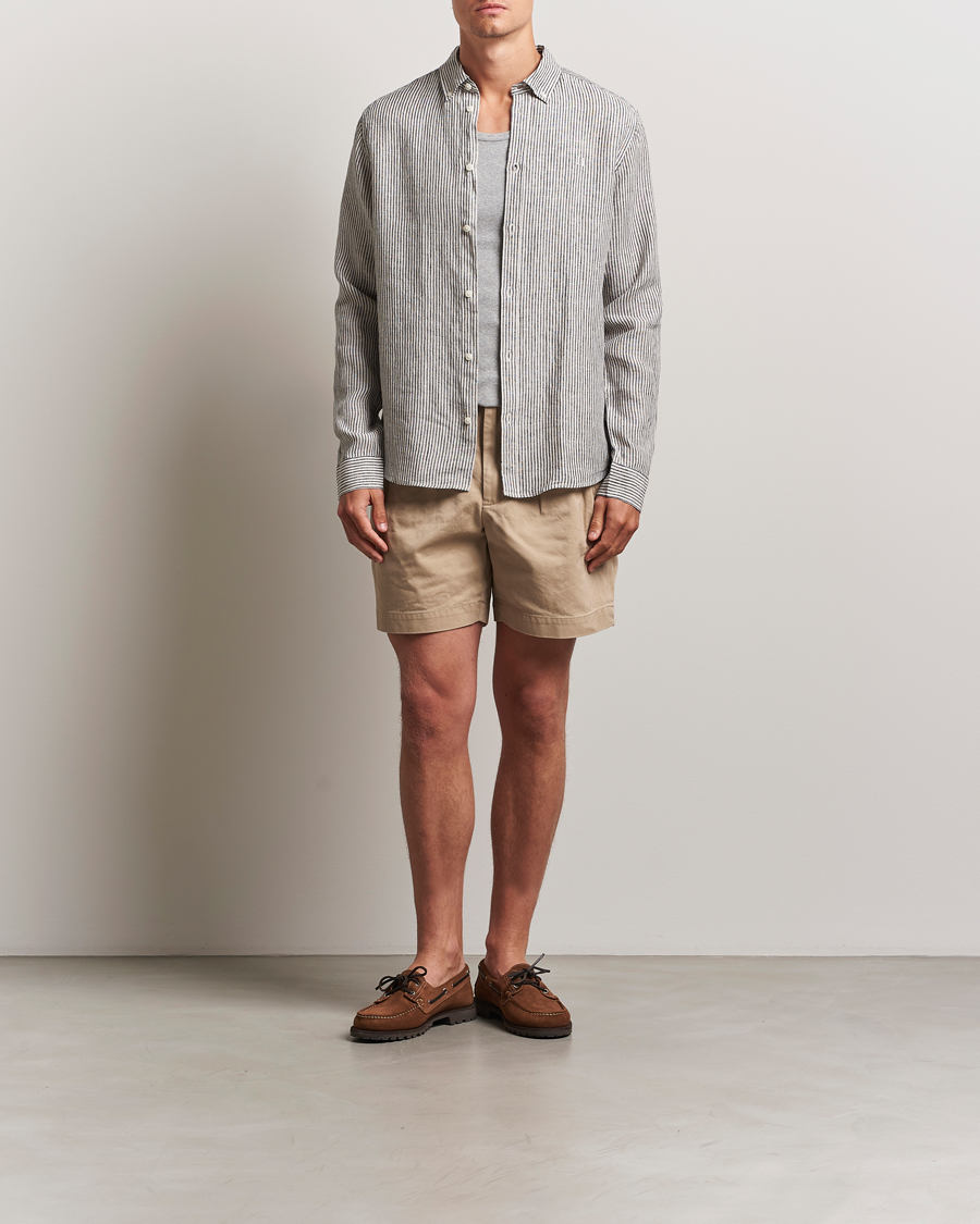 Homme | Chemises | LES DEUX | Konrad Striped Linen Shirt Black