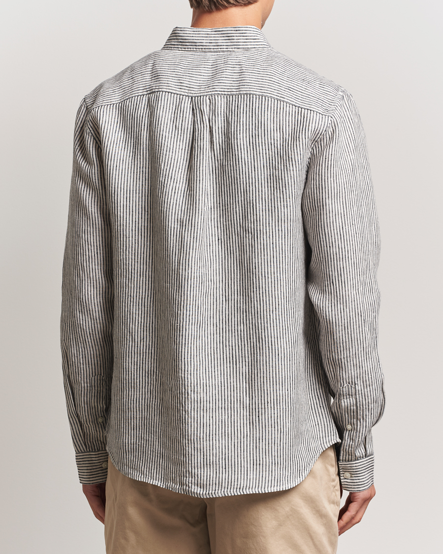 Homme | Chemises | LES DEUX | Konrad Striped Linen Shirt Black