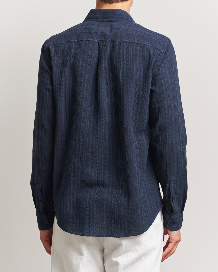 Homme | Chemises | LES DEUX | Konrad Striped Structure Shirt Dark Navy