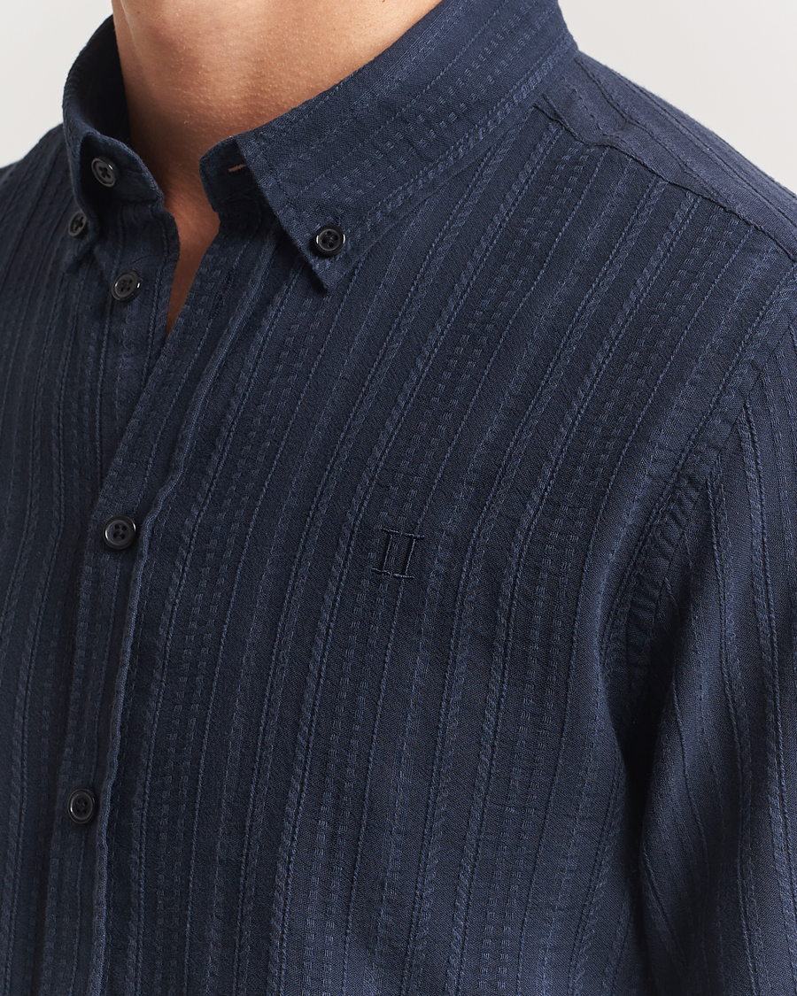 Homme | Chemises | LES DEUX | Konrad Striped Structure Shirt Dark Navy