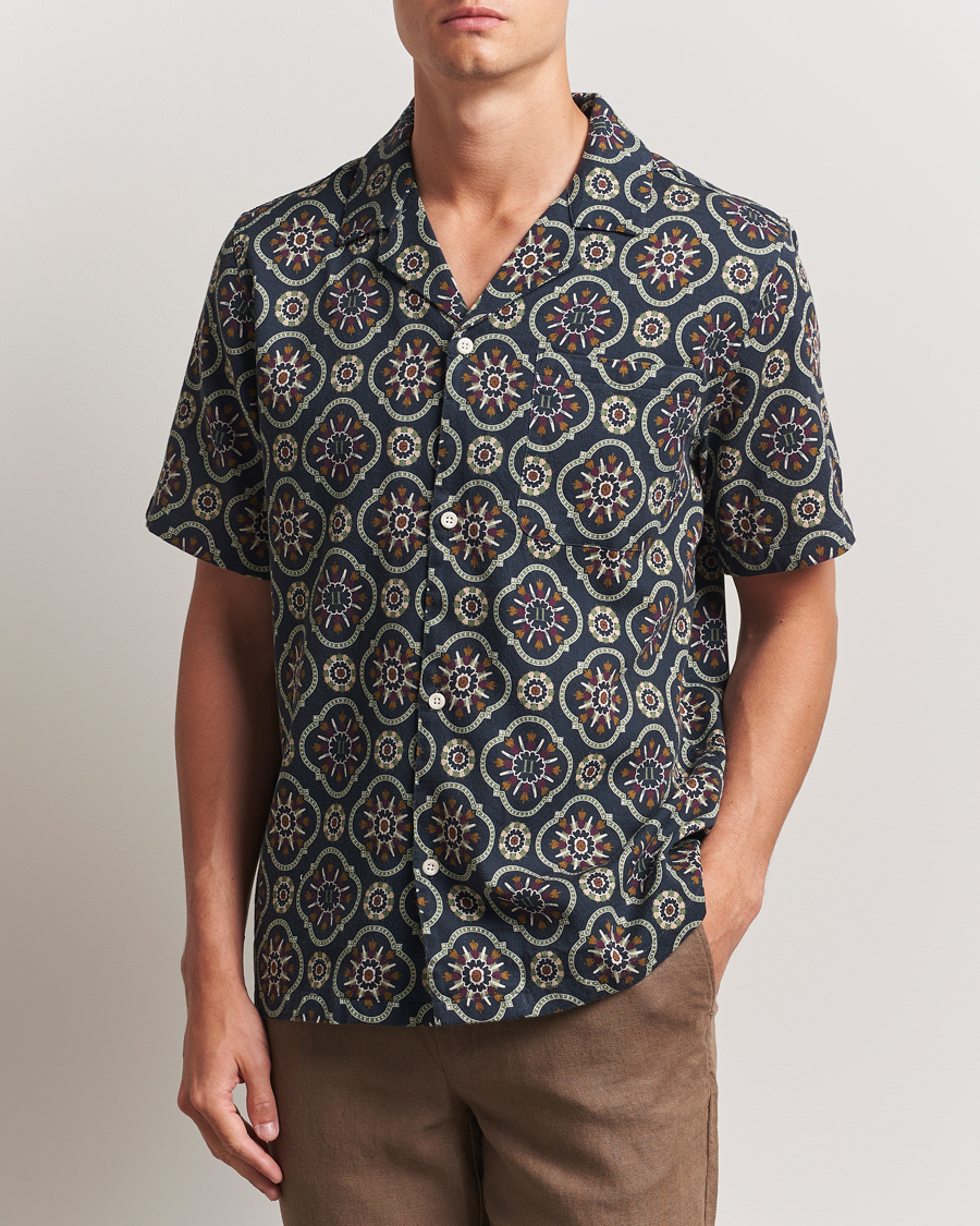 Heren | Overhemden | LES DEUX | Lucas AOP Tapestry Shirt Dark Navy