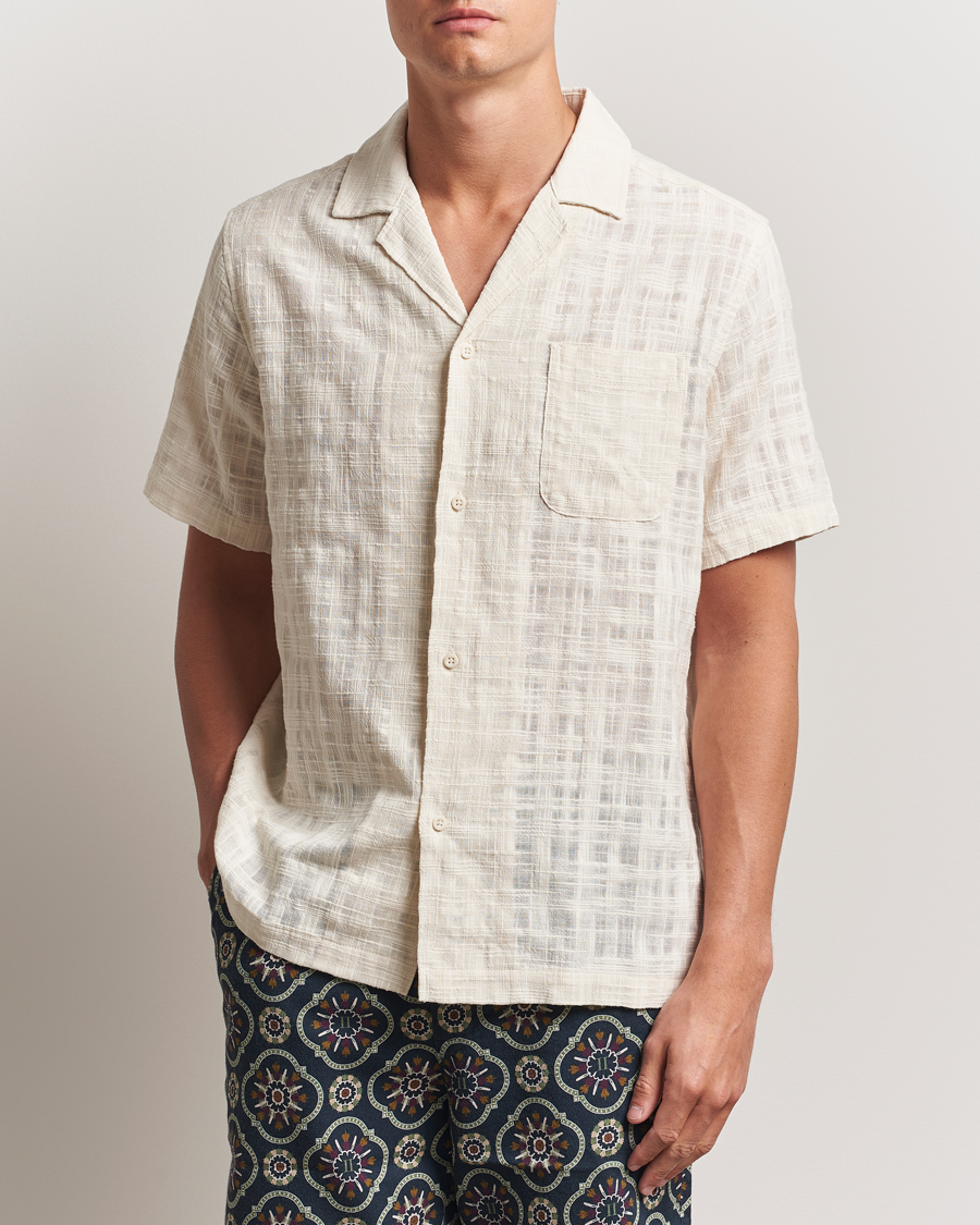 Heren | Overhemden | LES DEUX | Lesley Slub Short Sleeve Shirt Ivory
