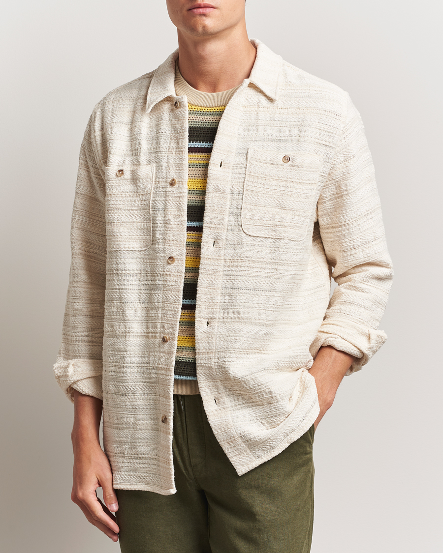 Heren | Overhemden | LES DEUX | Jonas Structure Stripe Overshirt Ivory