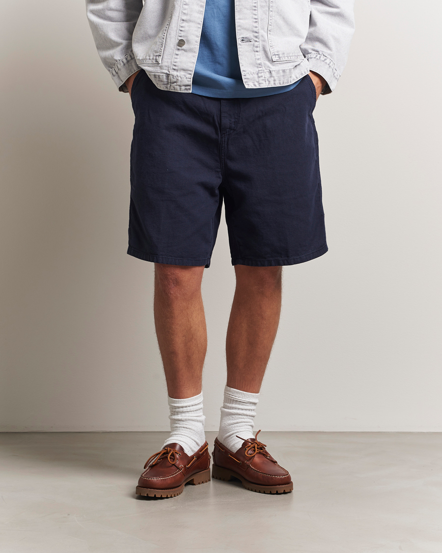 Heren | Korte broek | Carhartt WIP | Walter Single Knee Cotton/Linen Short Dark Navy