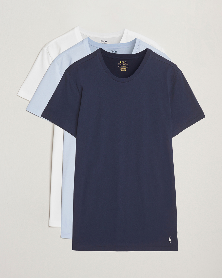 Heren | T-shirts | Polo Ralph Lauren | 3-Pack Crew Neck T-shirt Navy/White/Blue