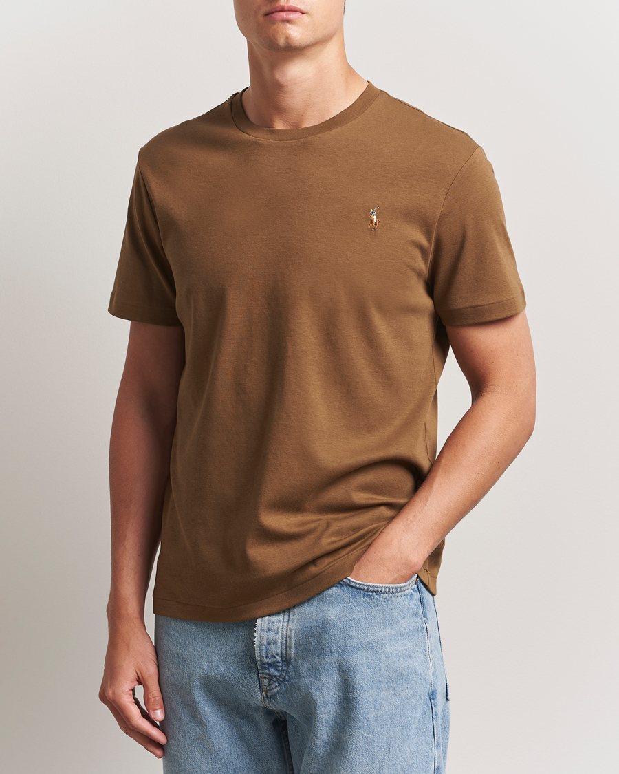 Homme | T-shirts | Polo Ralph Lauren | Luxury Pima Cotton Crew Neck T-Shirt Nature Brown