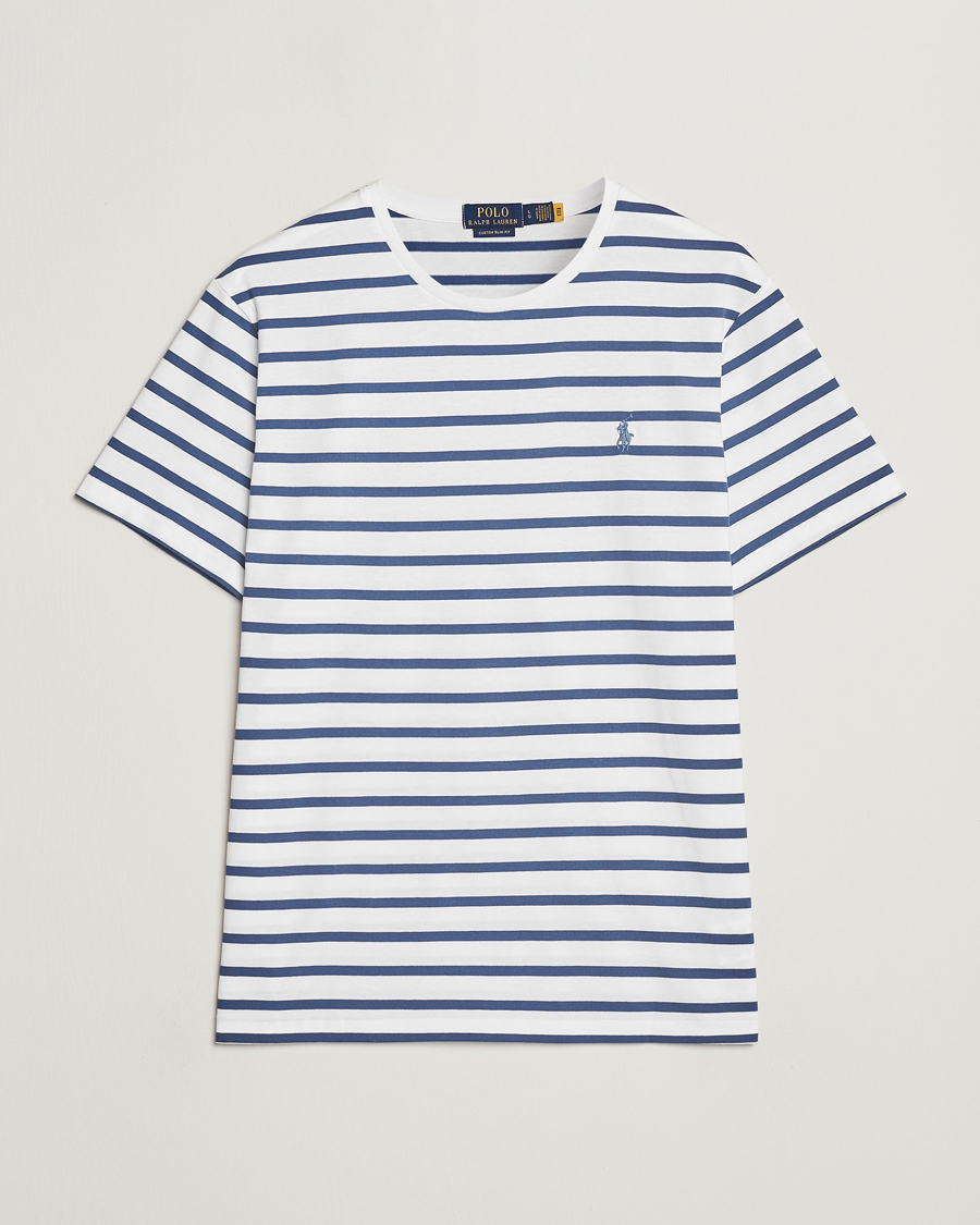 Heren | T-shirts | Polo Ralph Lauren | Custom Slim Fit Striped Tee White/Old Royal