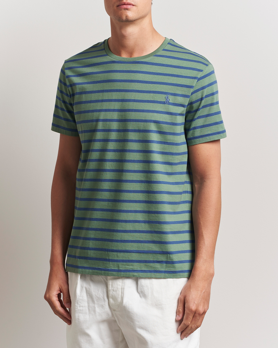 Homme | T-shirts | Polo Ralph Lauren | Custom Slim Fit Striped Tee Green/Old Royal