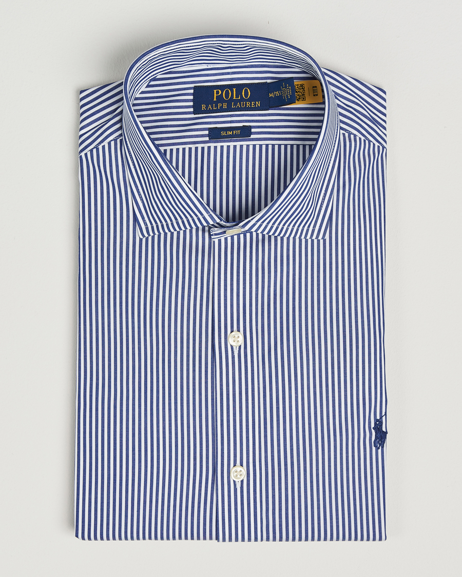 Heren | Overhemden | Polo Ralph Lauren | Slim Fit Stripe Dress Shirt Royal/White