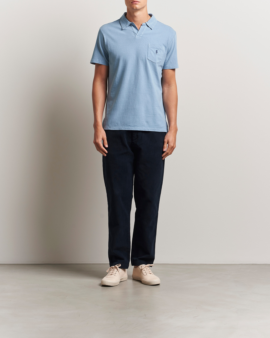 Homme | Polos | Polo Ralph Lauren | Johnny Cotton/Linen Polo Channel Blue