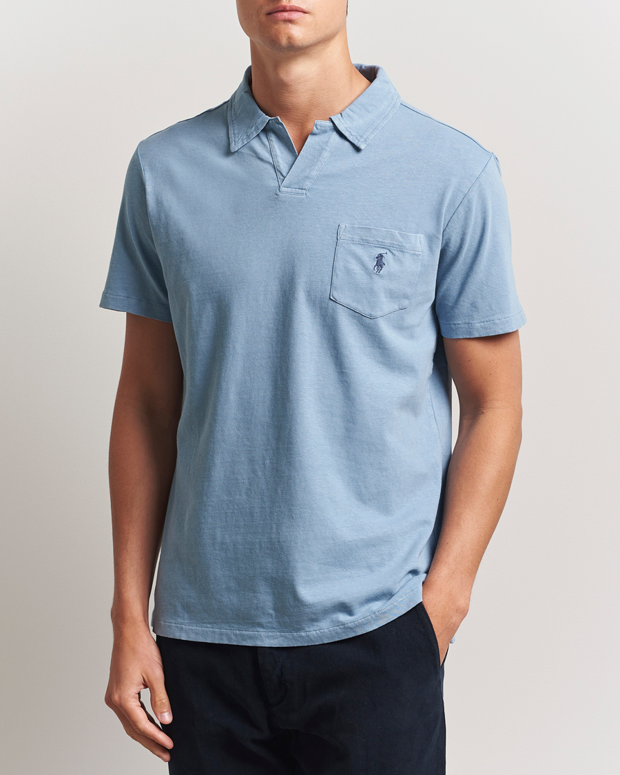 Homme | Polos | Polo Ralph Lauren | Johnny Cotton/Linen Polo Channel Blue