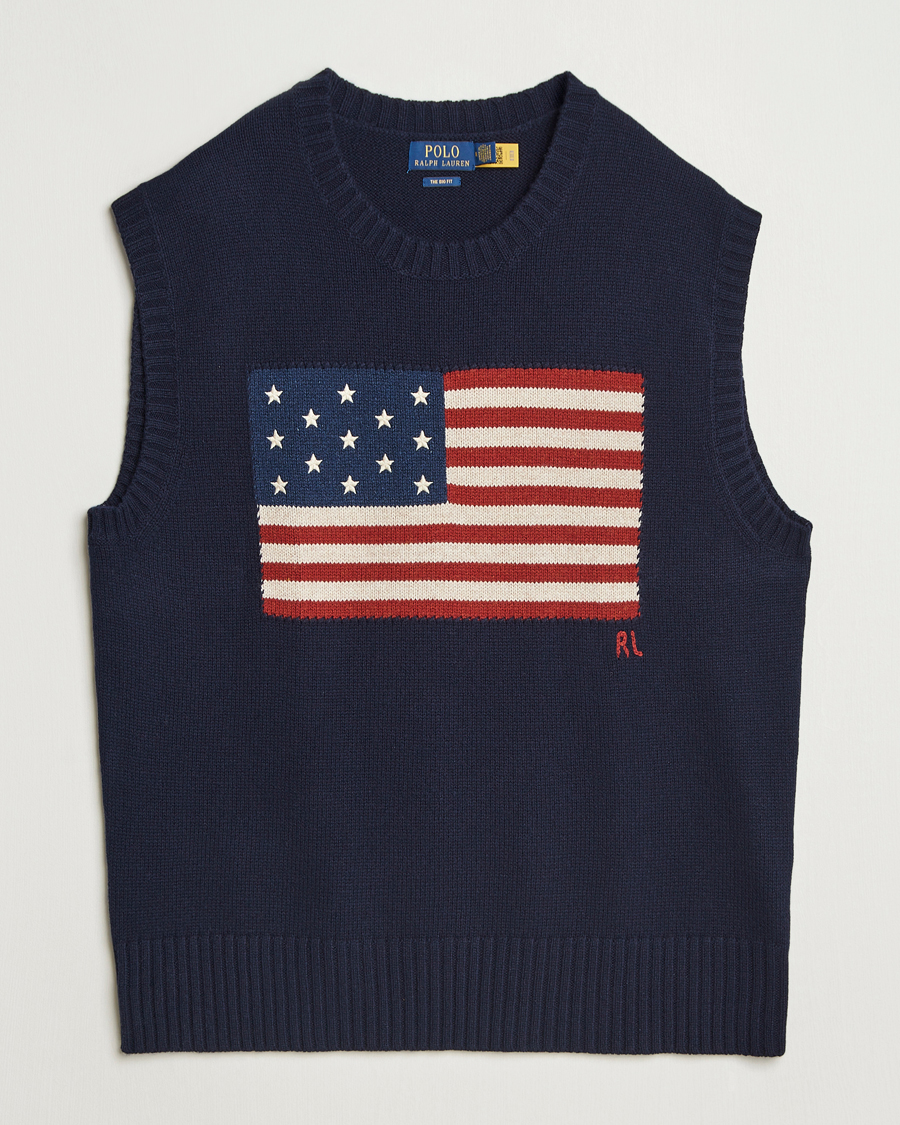 Homme | Pulls Et Tricots | Polo Ralph Lauren | US Flag Cotton/Wool Vest Hunter Navy