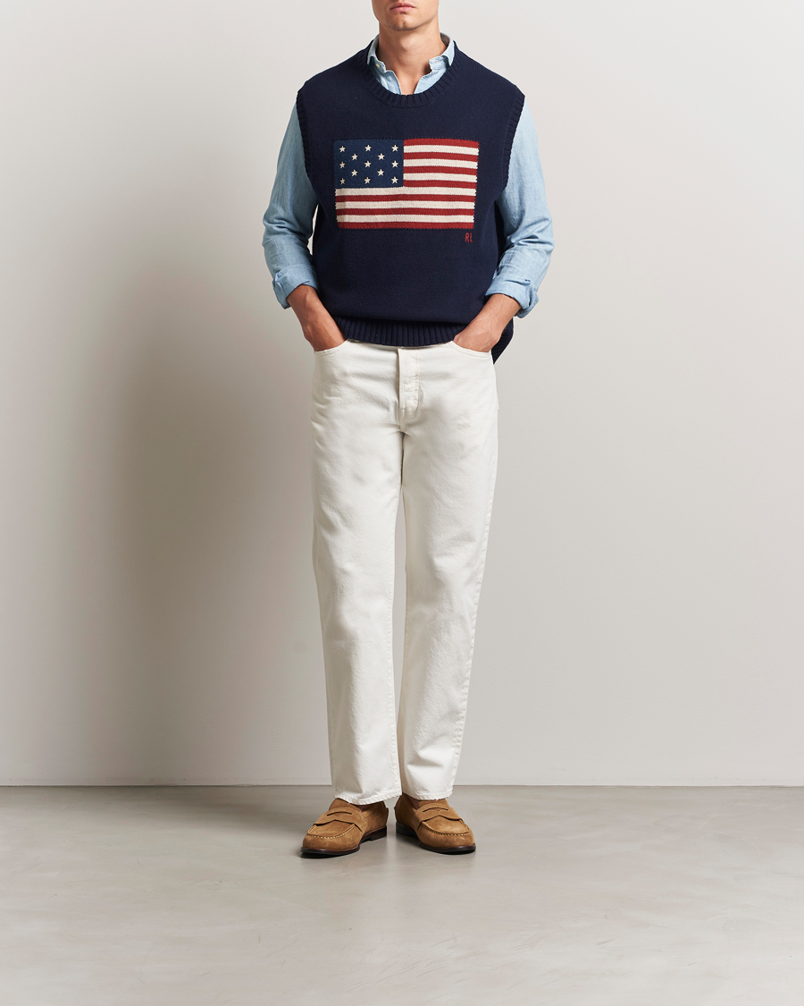 Homme | Pulls Et Tricots | Polo Ralph Lauren | US Flag Cotton/Wool Vest Hunter Navy