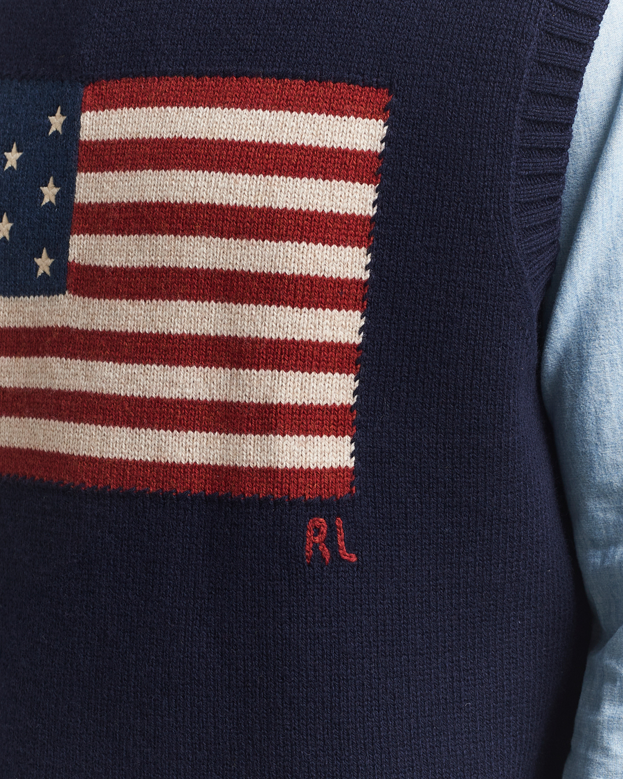 Homme | Pulls Et Tricots | Polo Ralph Lauren | US Flag Cotton/Wool Vest Hunter Navy