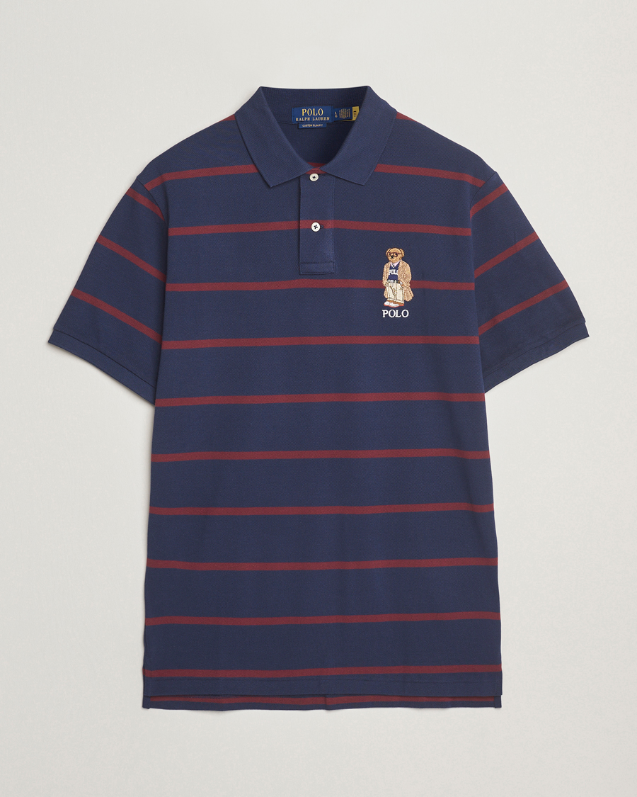 Heren | Polo's | Polo Ralph Lauren | Custom Slim Fit Bear Striped Polo Navy/Heritage Bear