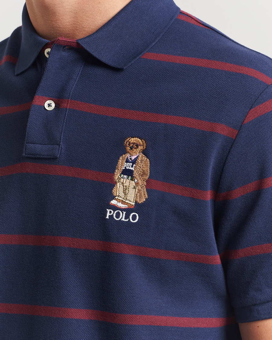 Heren | Polo's | Polo Ralph Lauren | Custom Slim Fit Bear Striped Polo Navy/Heritage Bear