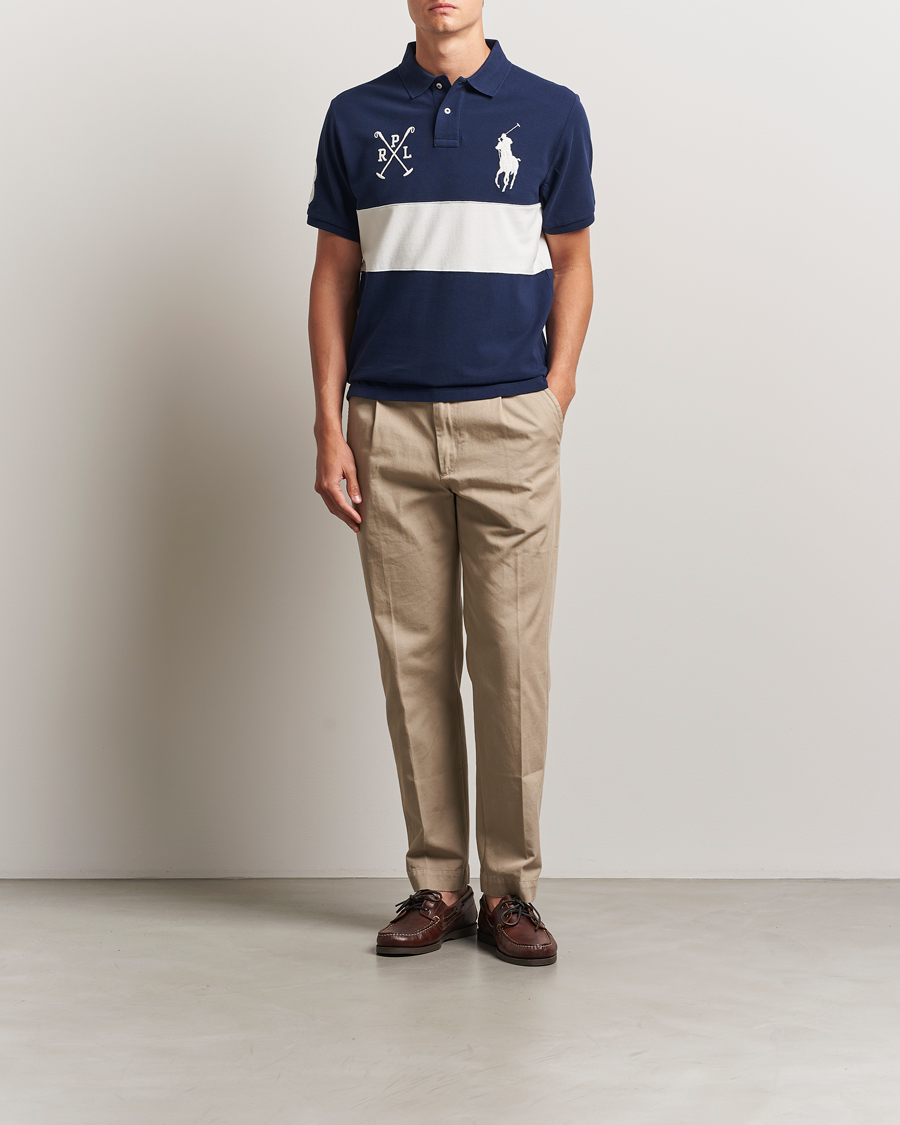 Homme | Polos | Polo Ralph Lauren | Custom Slim Block Stripe Polo Newport Navy/Nevis