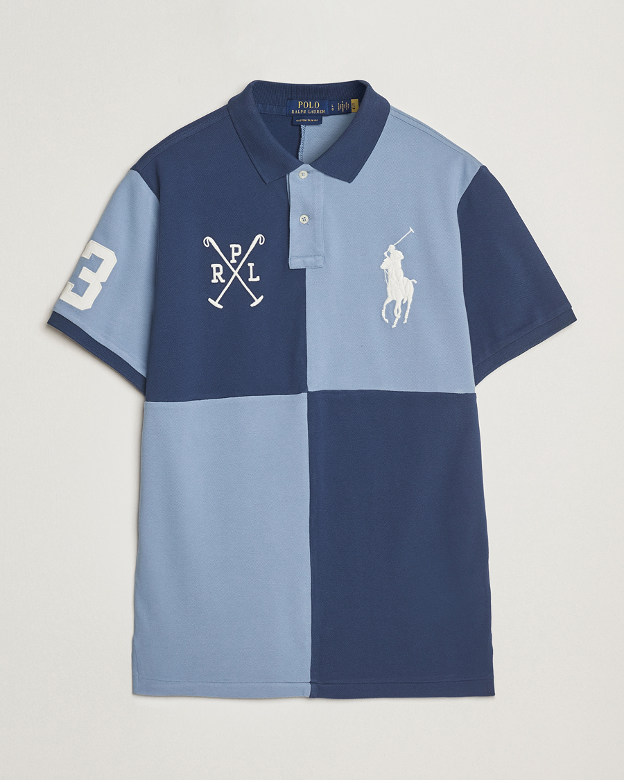 Homme | Polos | Polo Ralph Lauren | Custom Slim Check Polo Rustic Navy/Channel Blue