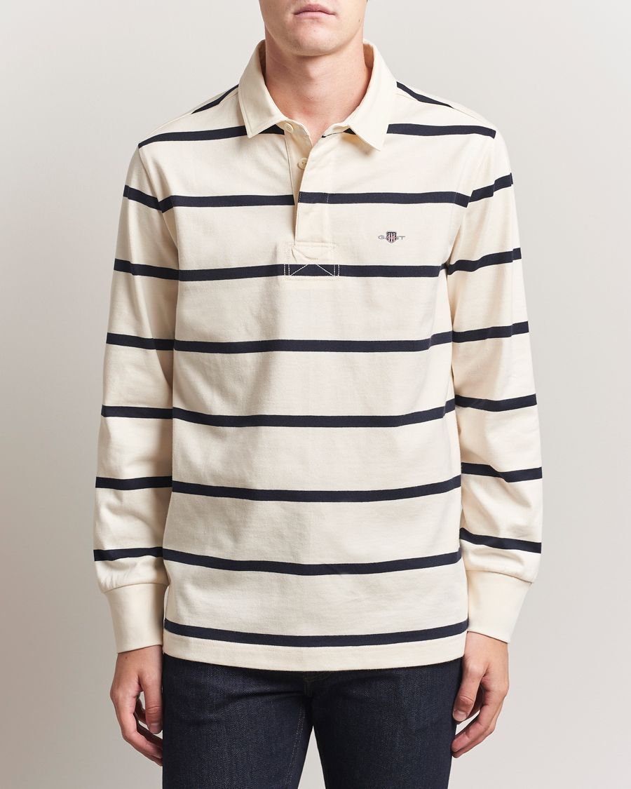 Heren | Truien | GANT | Thin Stripe Heavy Rugger Cream