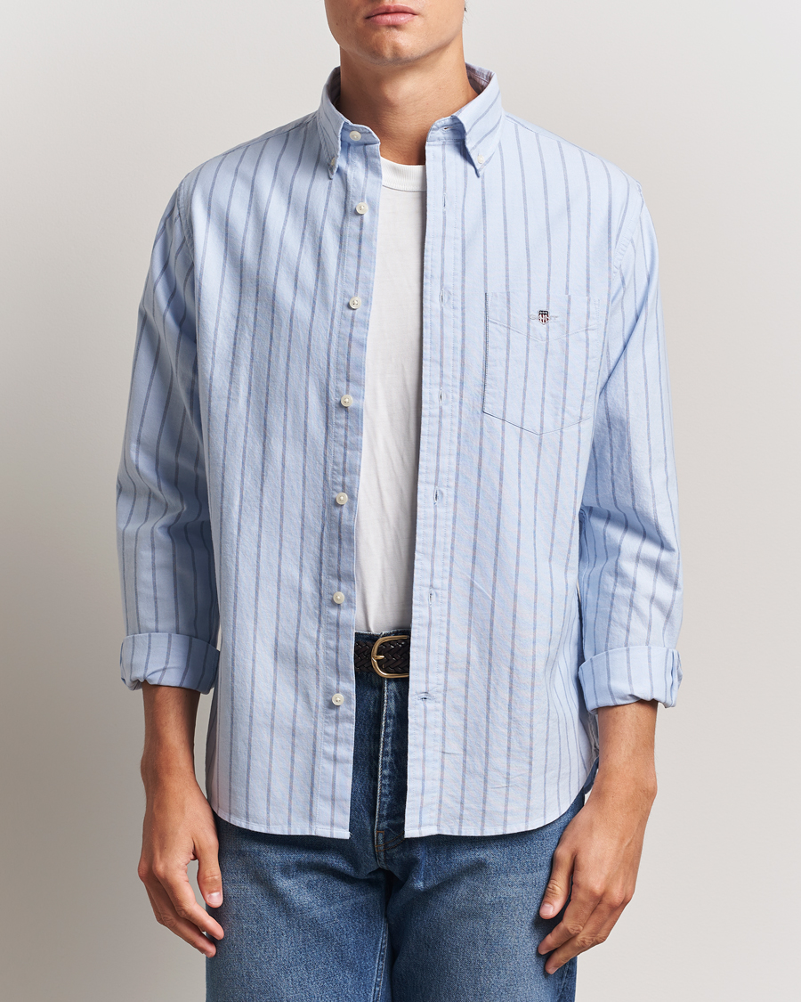 Homme | Chemises | GANT | Regular Fit Classic Oxford Striped Shirt Light Blue