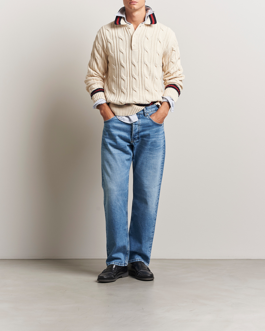 Heren | Truien | GANT | Cable Heavy Knitted Polo Cream