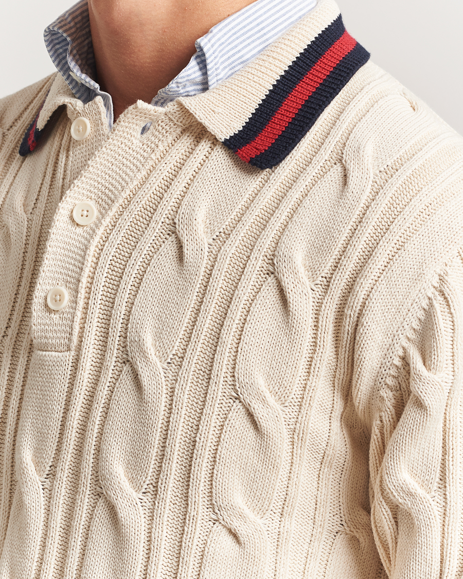 Heren | Truien | GANT | Cable Heavy Knitted Polo Cream