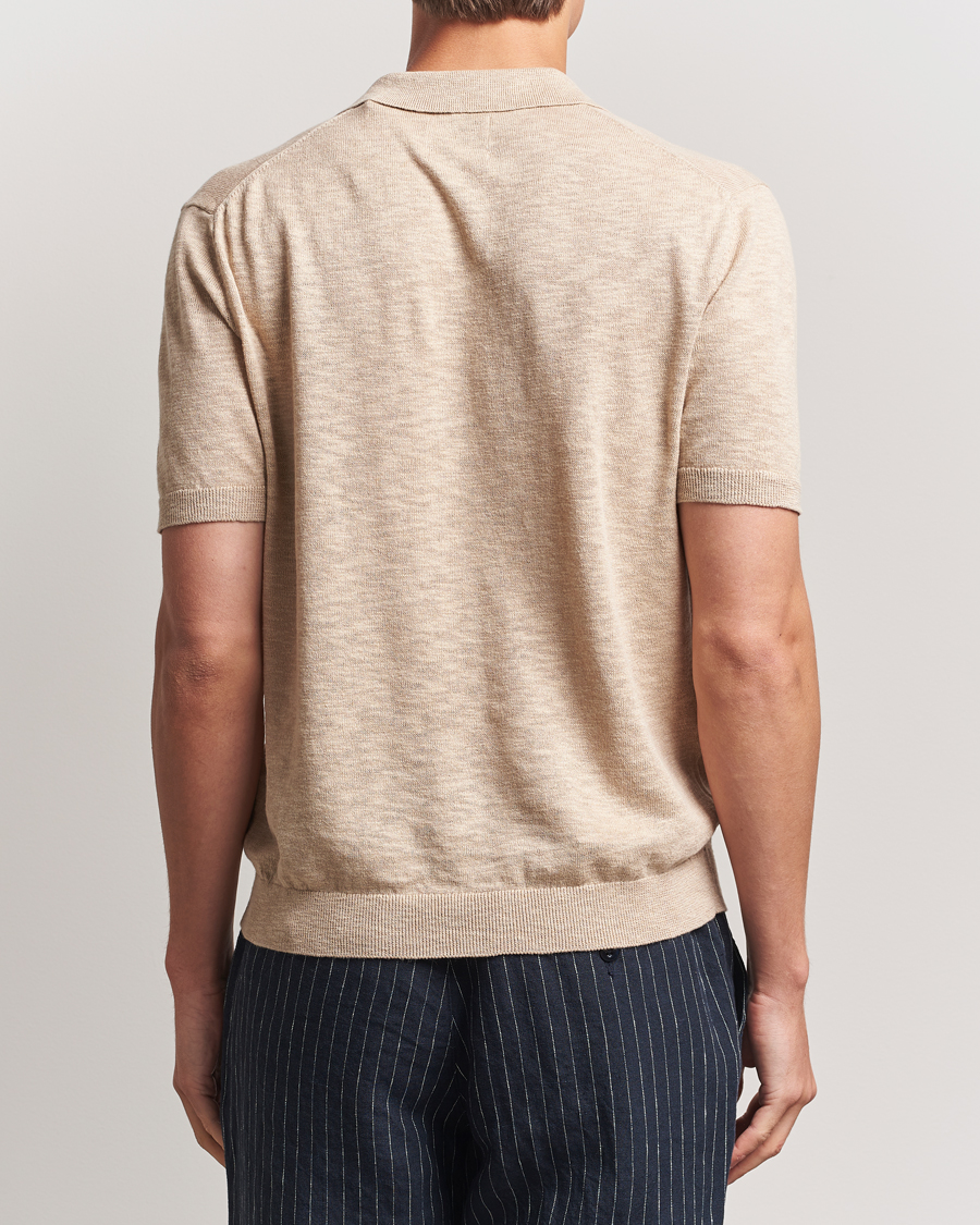 Heren | Polo's | GANT | Linen/Cotton Open Collar Polo Dry Sand