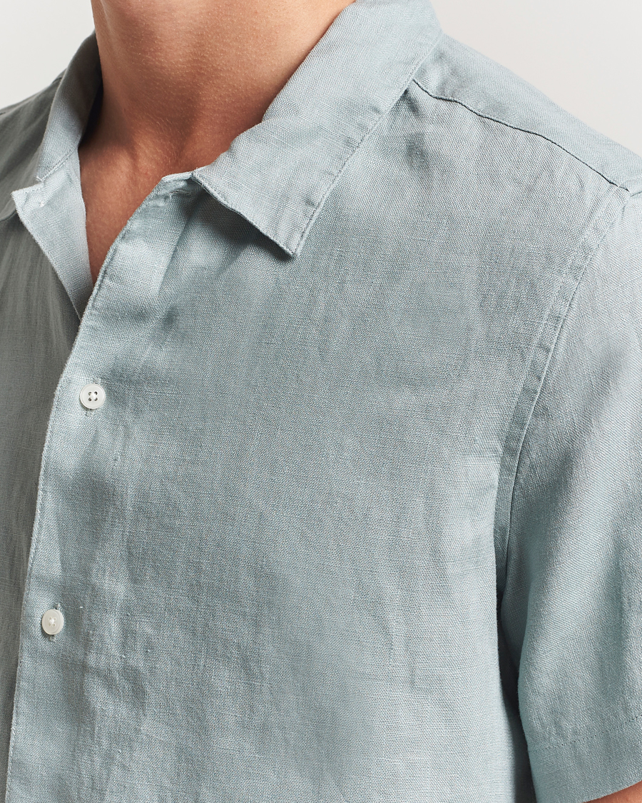 Homme | Chemises | Samsøe Samsøe | Avan Linen Short Sleeve Shirt Abyss Green