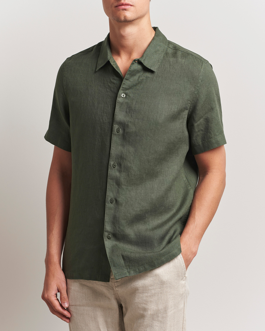 Homme | Chemises | Samsøe Samsøe | Avan Linen Short Sleeve Shirt Climbing Ivy