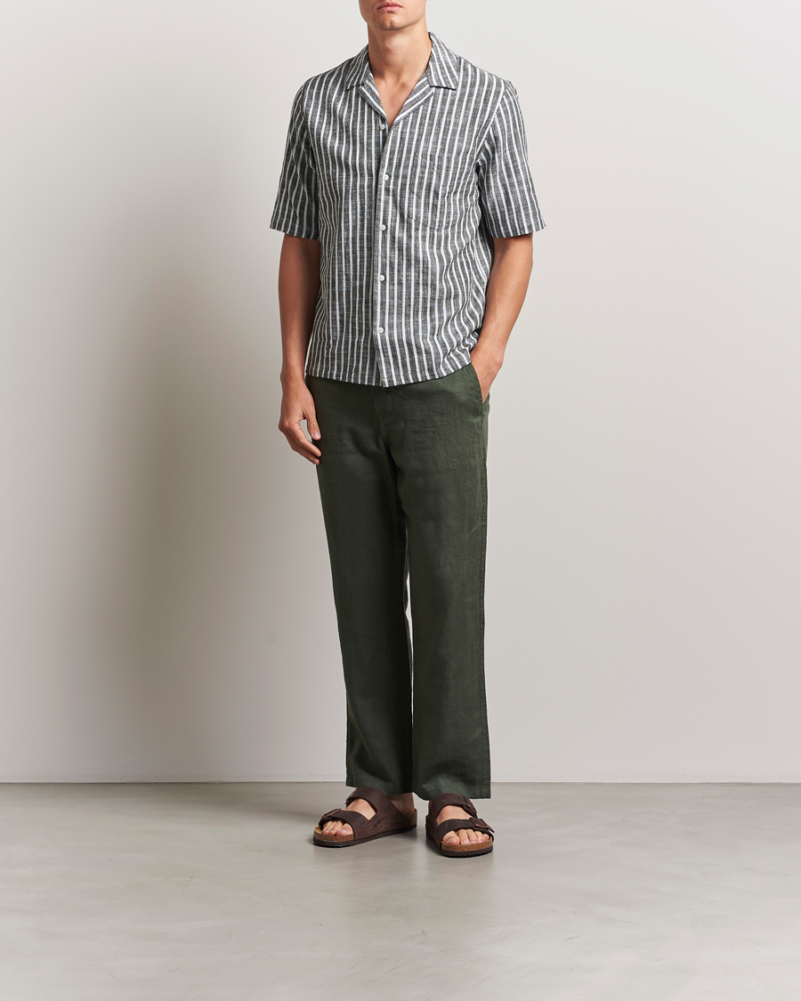 Homme | Chemises | Samsøe Samsøe | Oscar Striped Short Sleeve Shirt Climbing Ivy