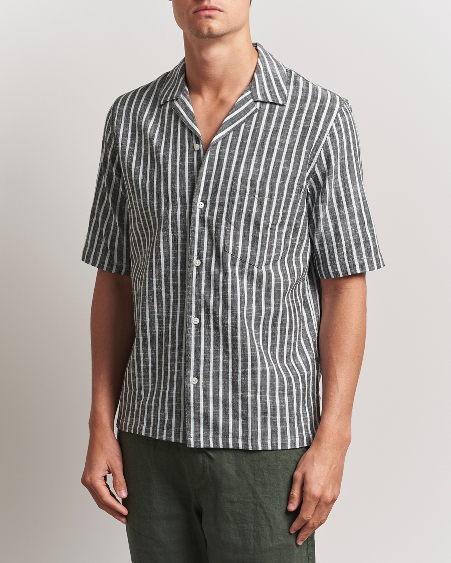 Homme | Chemises | Samsøe Samsøe | Oscar Striped Short Sleeve Shirt Climbing Ivy