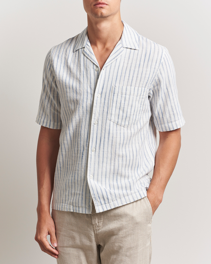 Heren | Overhemden | Samsøe Samsøe | Oscar Striped Short Sleeve Shirt Clear Cream