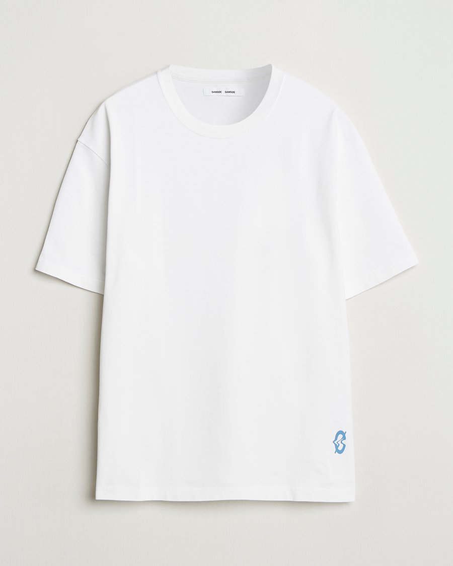 Heren | T-shirts | Samsøe Samsøe | Printed Swirl Crew Neck T-Shirt White