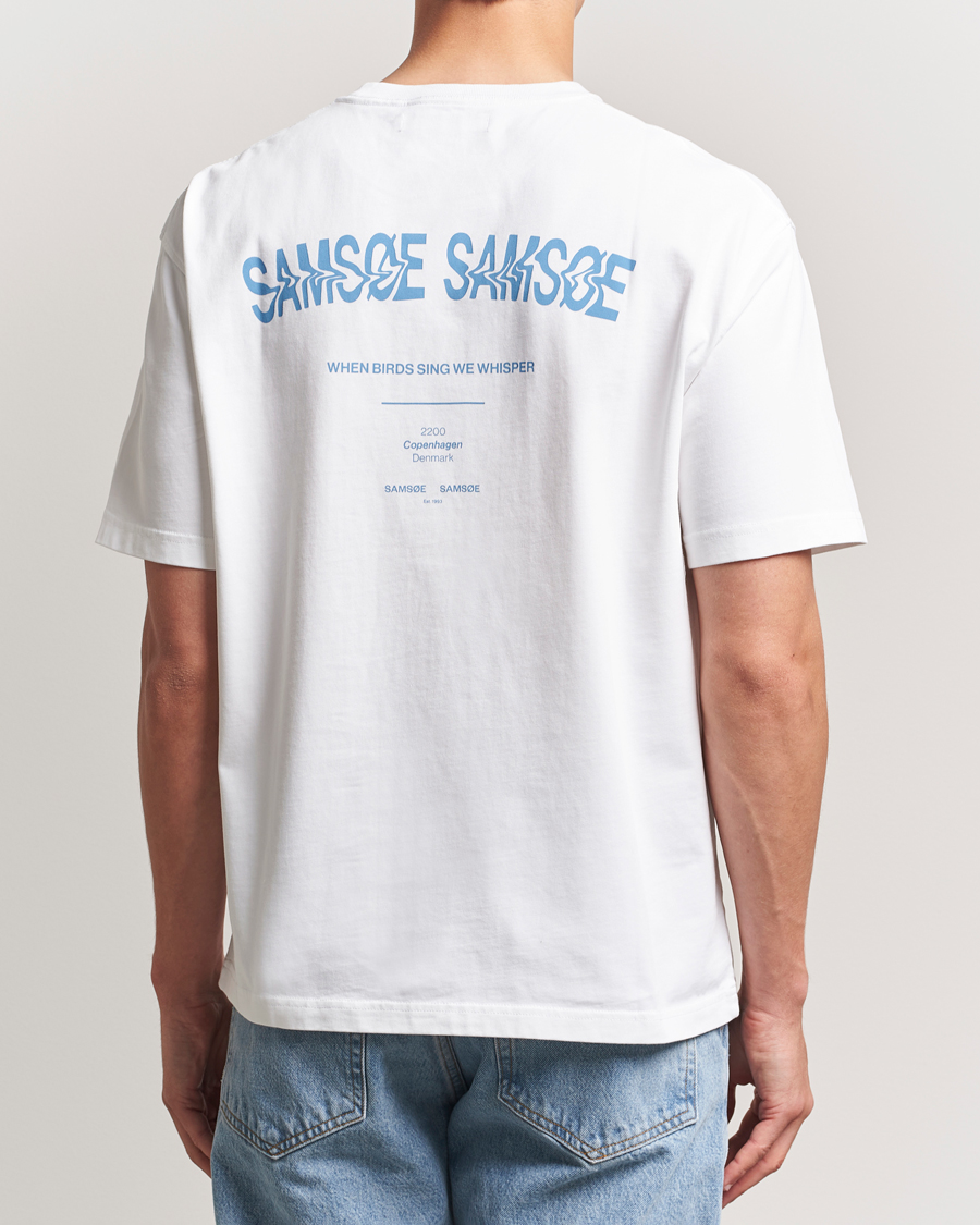 Heren | T-shirts | Samsøe Samsøe | Printed Swirl Crew Neck T-Shirt White