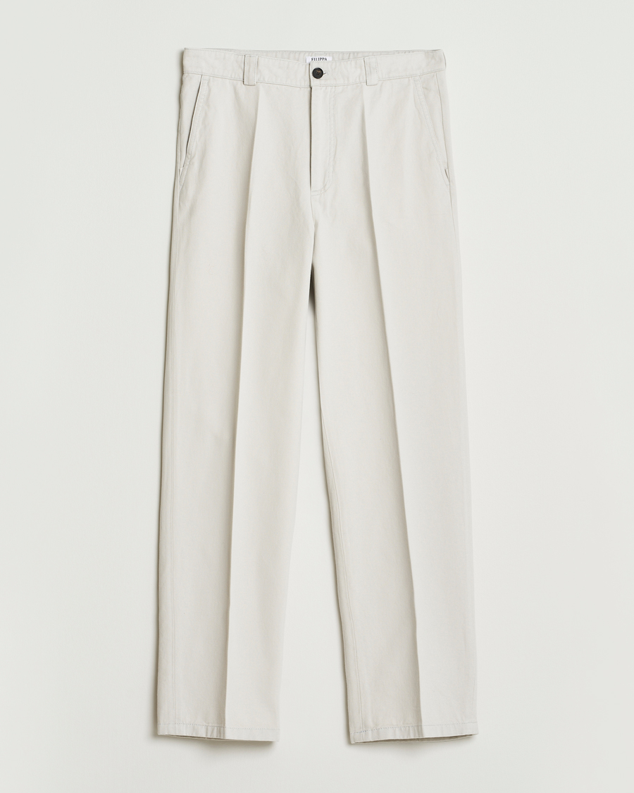 Heren | Broeken | Filippa K | Cotton Chino Trousers Chalk Grey