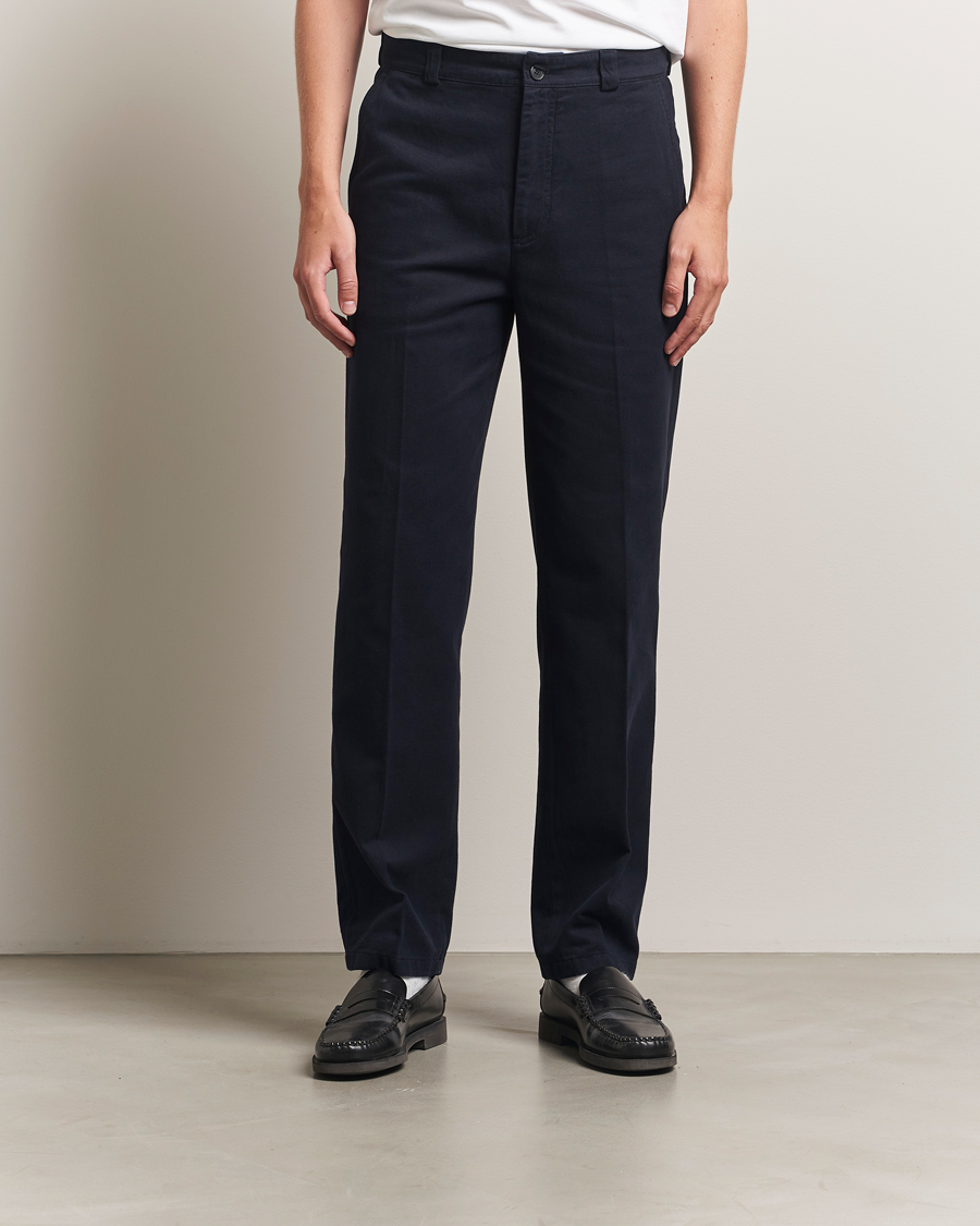 Homme | Pantalons | Filippa K | Cotton Chino Trousers Navy