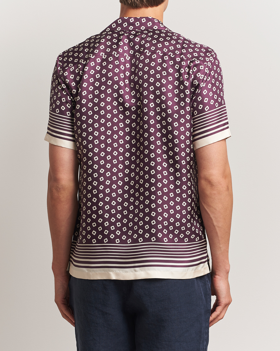 Homme | Chemises | Orlebar Brown | Maitan Silk Lumina Short Sleeve Shirt Damson/Latte