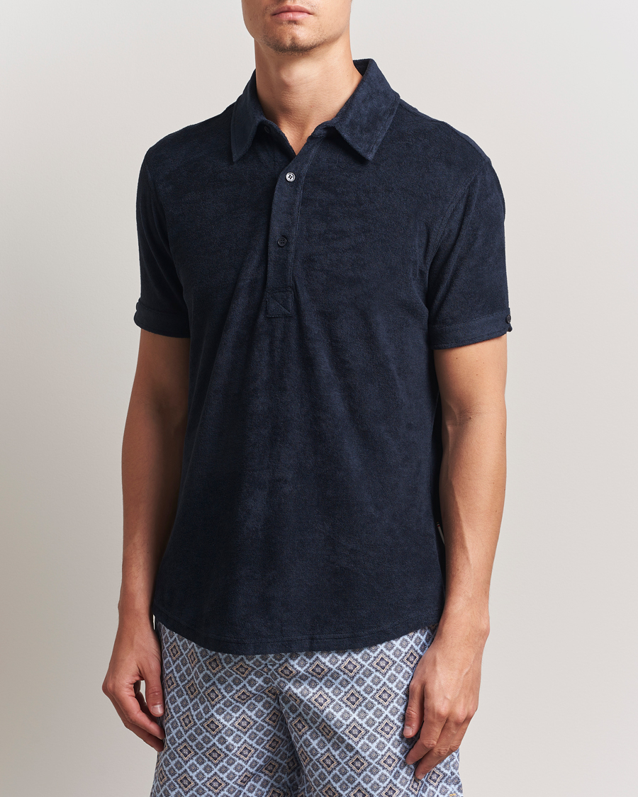 Heren | Polo's | Orlebar Brown | Sebastian Tailored Towelling Polo Night Iris