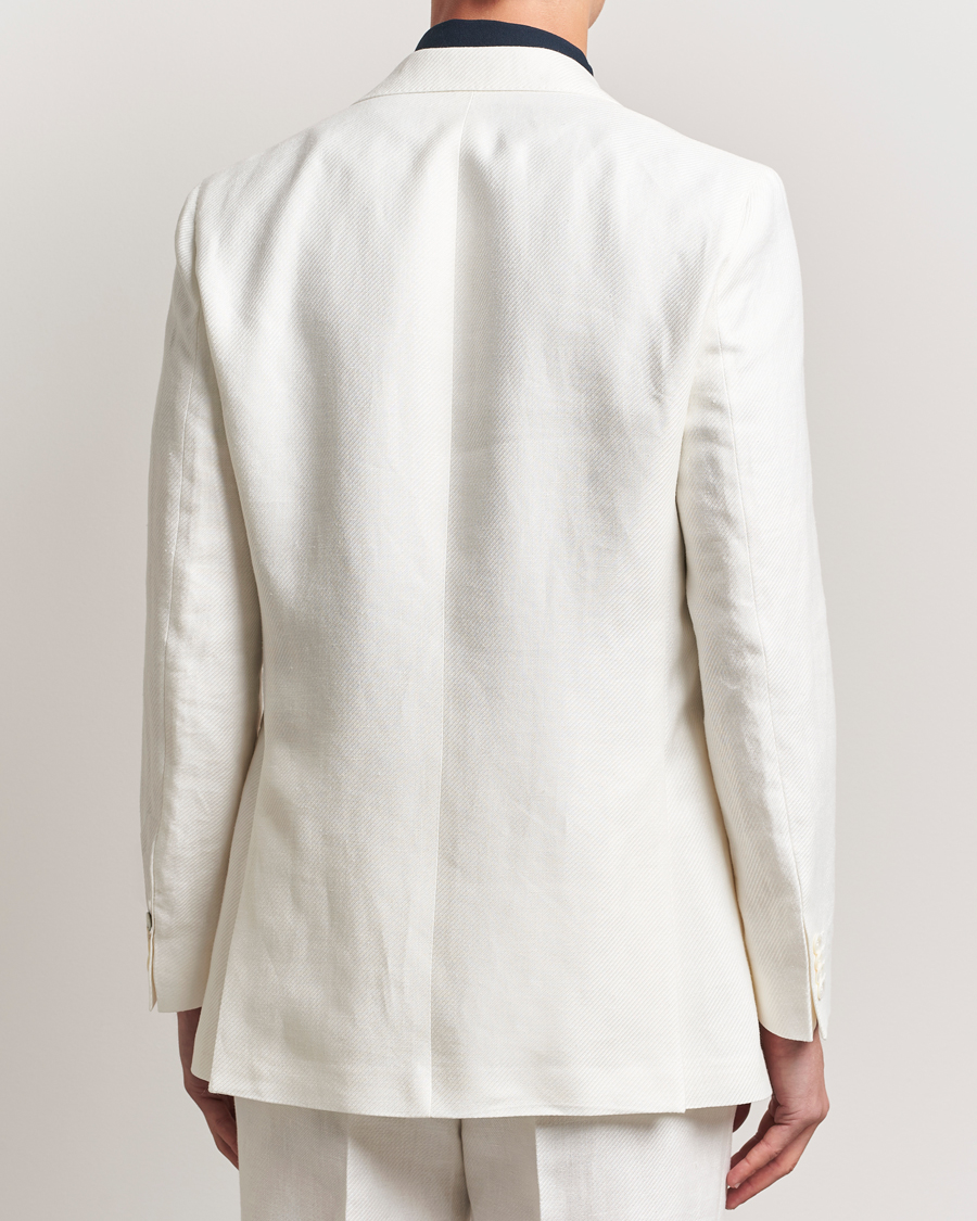 Heren | Blazers | Oscar Jacobson | Faldo Diagonal Linen/Tencel Tuxedo White