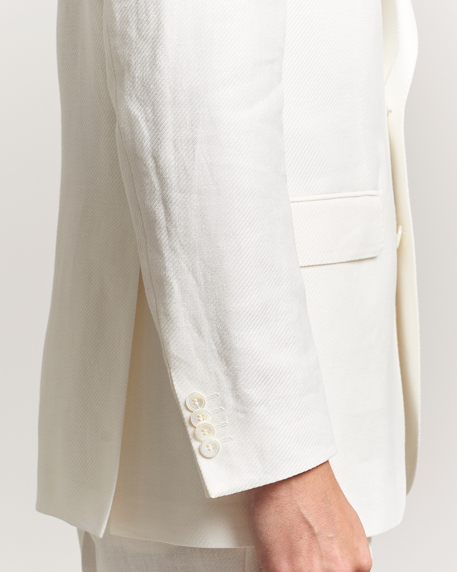 Heren | Blazers | Oscar Jacobson | Faldo Diagonal Linen/Tencel Tuxedo White