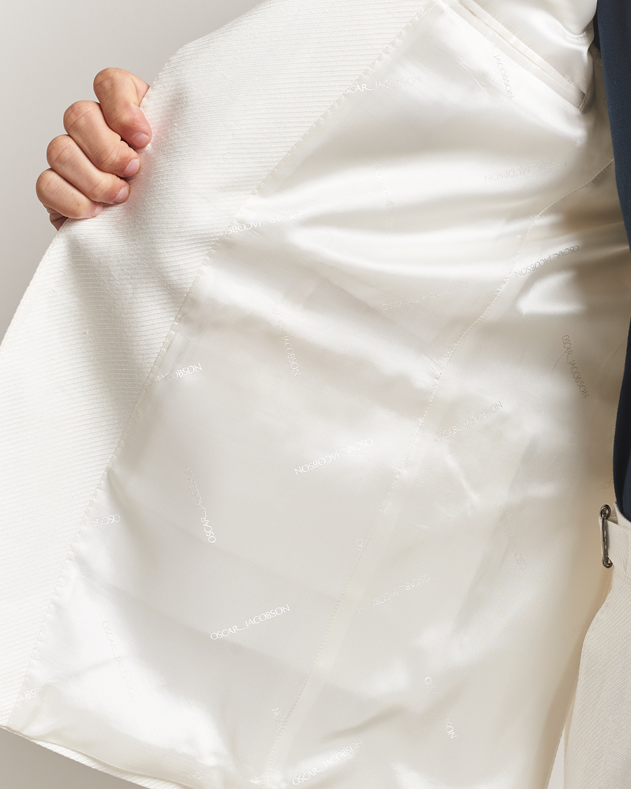 Heren | Blazers | Oscar Jacobson | Faldo Diagonal Linen/Tencel Tuxedo White