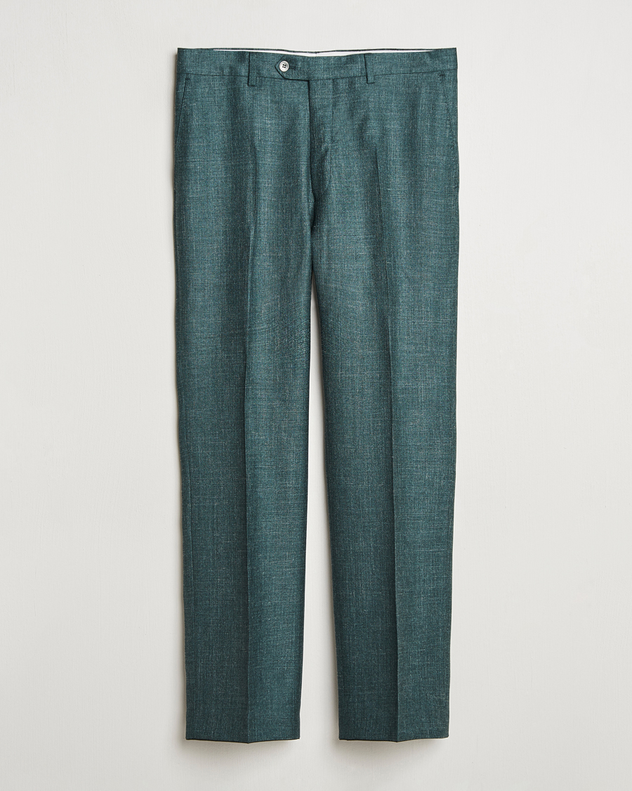 Heren | Broeken | Oscar Jacobson | Del S Wool/Silk/Linen Trousers Green