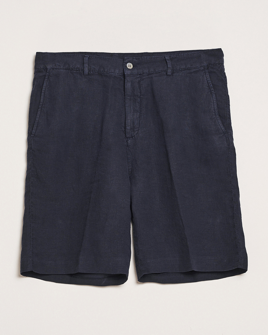Heren | Korte broek | Oscar Jacobson | James Casual Linen Shorts Navy