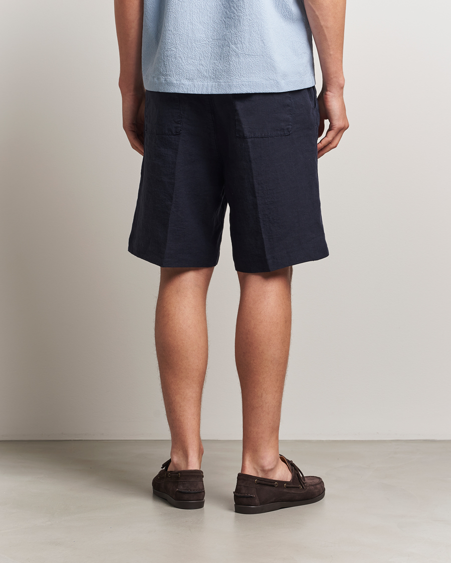 Heren | Korte broek | Oscar Jacobson | James Casual Linen Shorts Navy