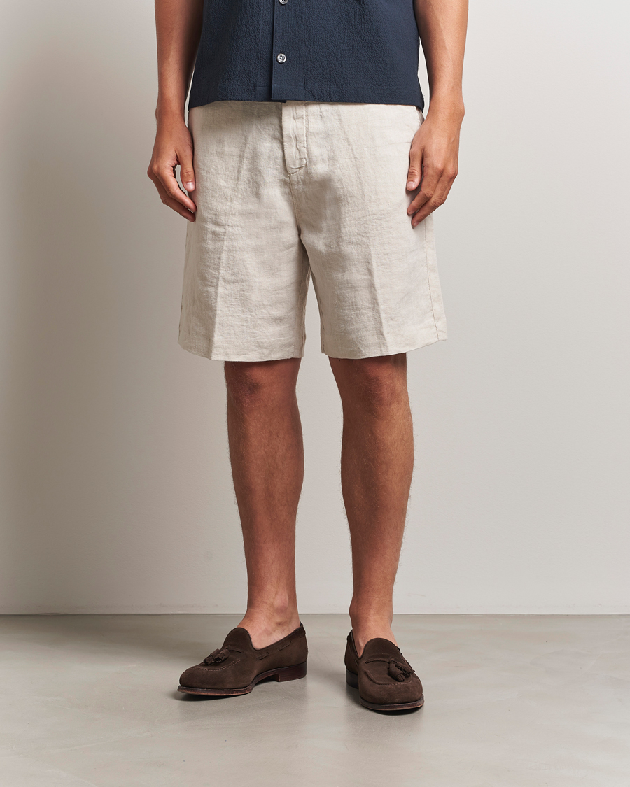 Heren | Korte broek | Oscar Jacobson | James Casual Linen Shorts Cream