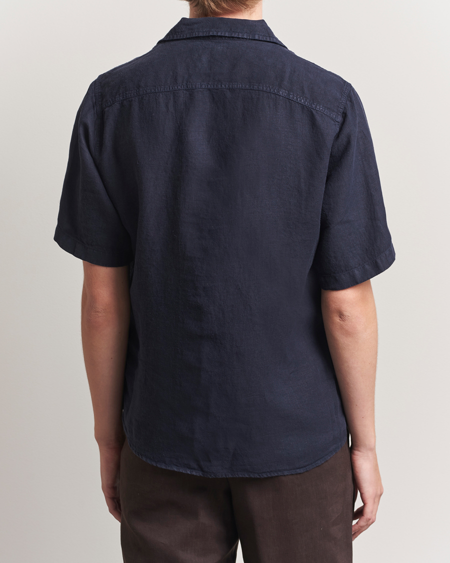 Heren | Overhemden | Oscar Jacobson | Reg Fit City Linen Shirt Navy