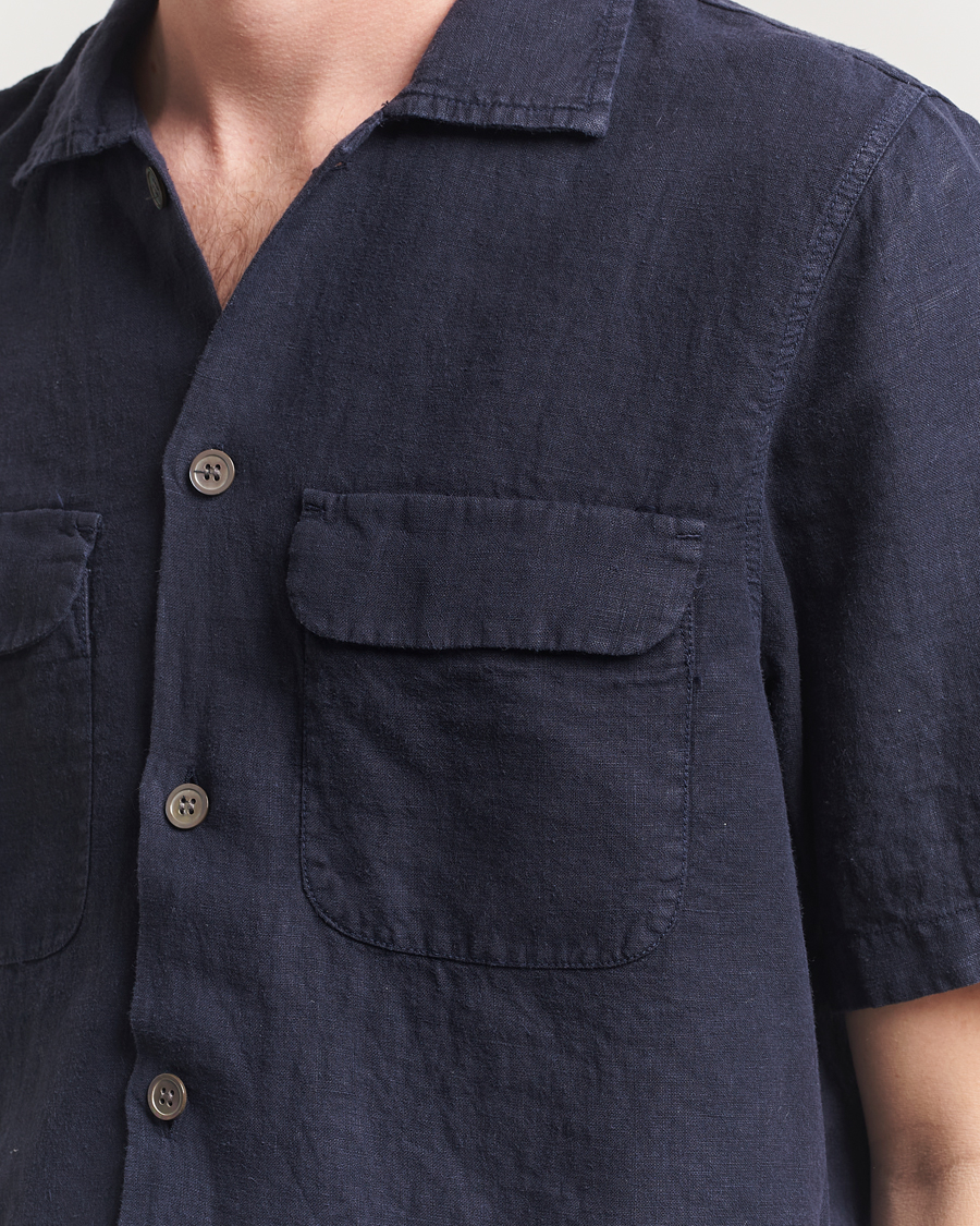Heren | Overhemden | Oscar Jacobson | Reg Fit City Linen Shirt Navy